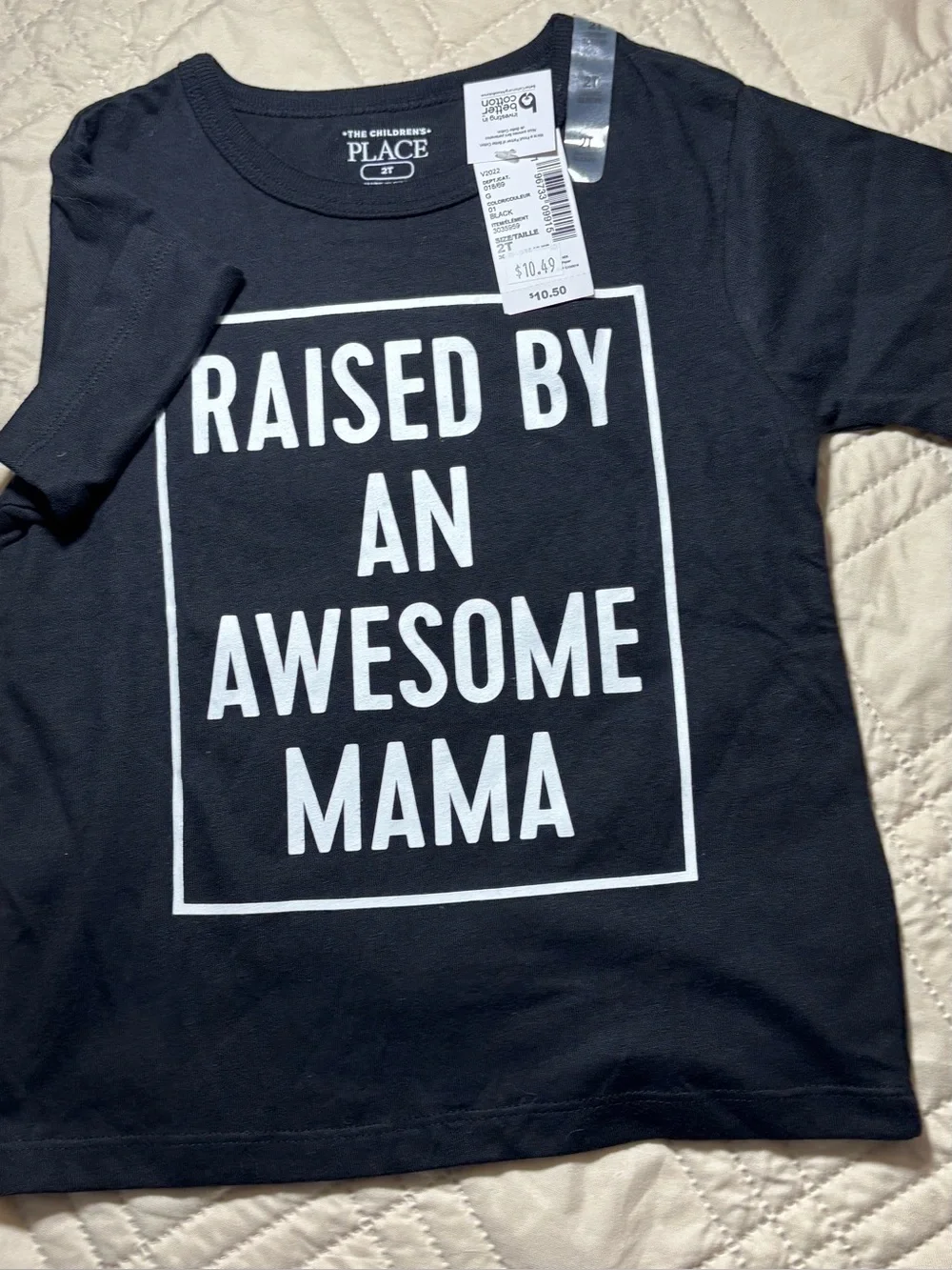 The Children's Place Black Tee with White 